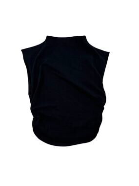 Reformation Lindy Mock Neck Shirt S Black Cinched Sides Ruched Sleeveless Crop